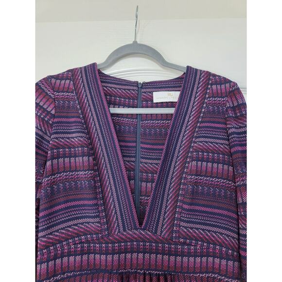 Amanda Uprichard Paxton Juniper Stripe Purple Plunge V-Neck Mini Knit Dress, XS - Picture 4 of 12